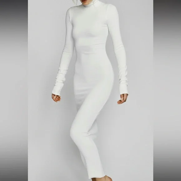 ETERNE LONG SLEEVE TURTLENECK DRESS MAXI CREAM - Picture 4 of 8